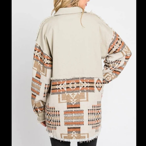 New Boho Aztec Button Down Jacket M - Picture 2 of 7